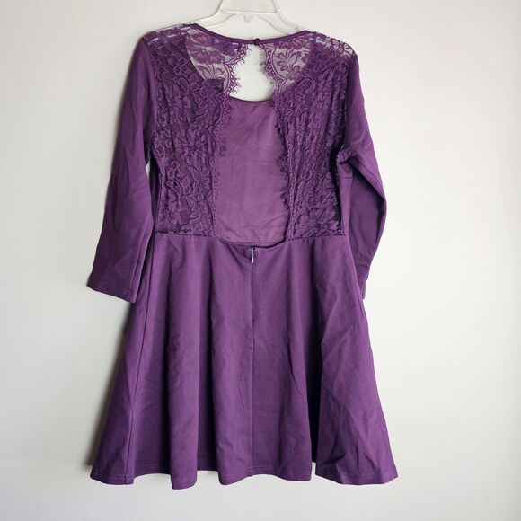 Lulus Felicity Plum Lace Open Back Skater Sk8 Dress NWT Size XL Sexy Lined - Picture 8 of 10